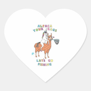 Alpaca Deine Taschen Lasse Go Angeln Einhorn Herz-Aufkleber