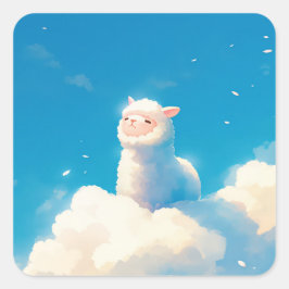 Alpaca Dreamland Quadratischer Aufkleber