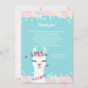 Alpaca Face Baby Dusche Danke Karte