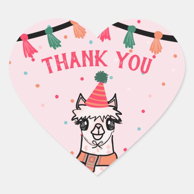 Alpaca Fiesta Birthday Herz-Aufkleber (Vorderseite)