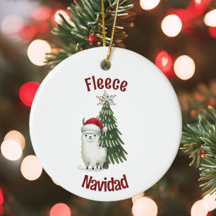 Alpaca Fleece Navidad Keramik Ornament