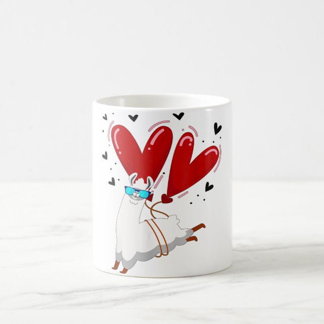 Alpaca Heart Liebe Valentinstag Geschenk für Tier  Kaffeetasse (Mittel)