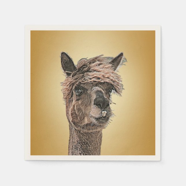 Alpaca Hello - Paper Napkin Serviette (Vorderseite)