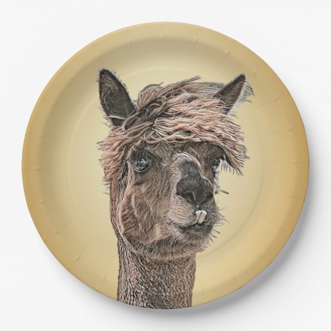Alpaca Hello - Paper Plate Pappteller (Vorderseite)