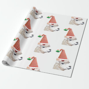 Alpaca in der Weihnachtsmannmütze Weihnachtswrapp Geschenkpapier