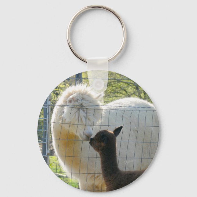 Alpaca Kiss Button Schlüsselanhänger (Vorderseite)