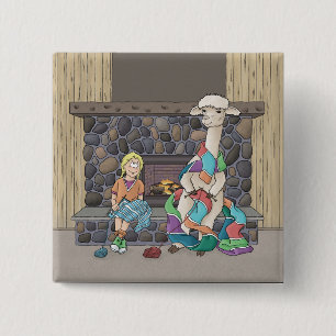 Alpaca Knitting Button