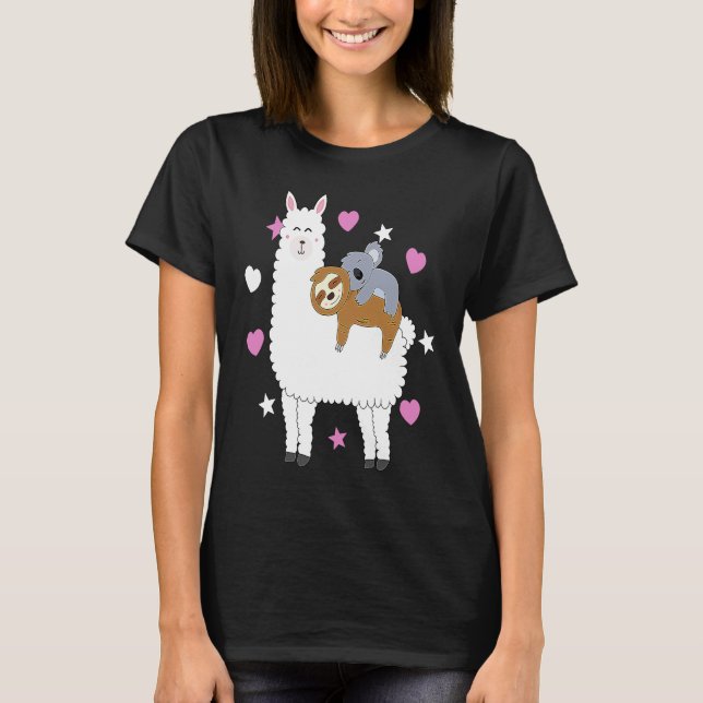 Alpaca Lama Sloth Koala Women  Girls Sloth T-Shirt (Vorderseite)
