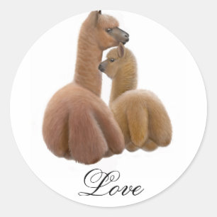 Alpaca-Liebe Runder Aufkleber