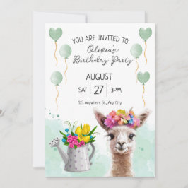 Alpaca llama Kid Birthday | Einladung der Babydusc