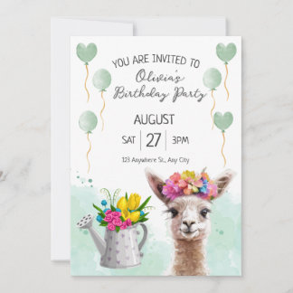 Alpaca llama Kid Birthday | Einladung der Babydusc