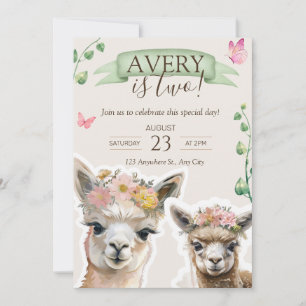 Alpaca llama Kid Birthday   Einladung der Babydusc