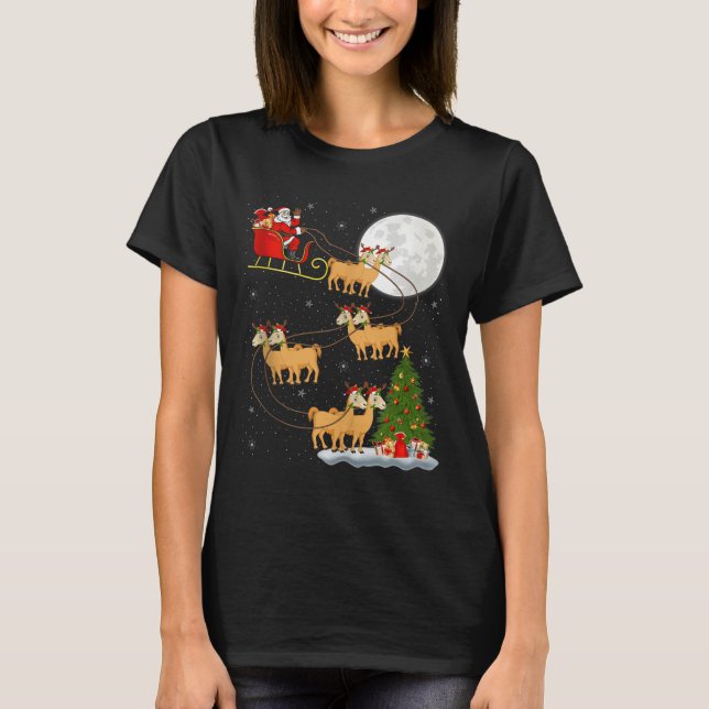 Alpaca Llama Santa Sleigh Flying Funny Magical Chr T-Shirt (Vorderseite)