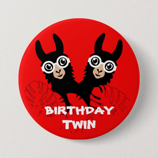Alpaca llama Twins Birthday Button (Vorderseite)