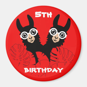 Alpaca llama Twins Birthday Magnet