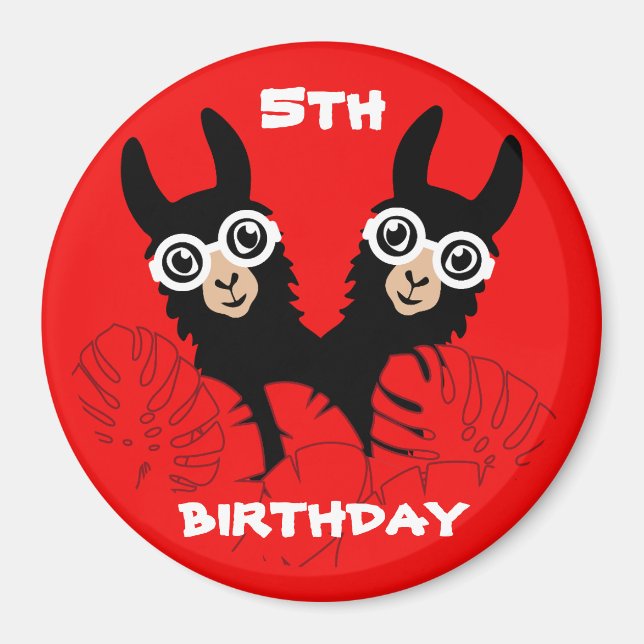 Alpaca llama Twins Birthday Magnet (Vorne)