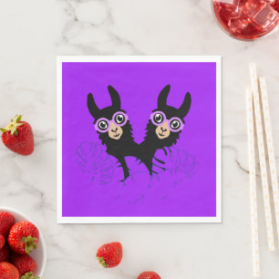 Alpaca llama Twins Birthday Serviette