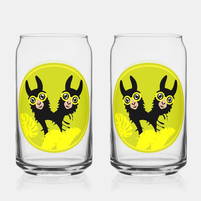 Alpaca llama Twins Dosenglas (Vorderseite)