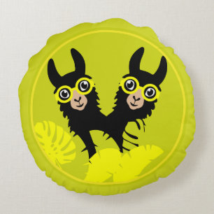 Alpaca llama Twins Rundes Kissen