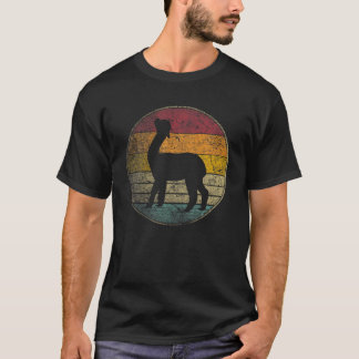 Alpaca Llama Vintag Not leidende Retro-Silhouette  T-Shirt