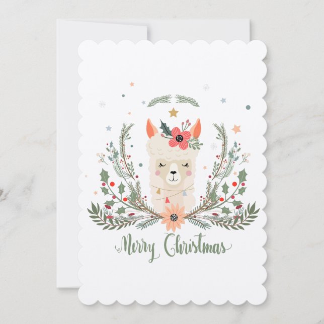 Alpaca Llama Weihnachtskarte Einladung (Vorderseite)