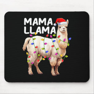 Alpaca Llama Xmas Lighting Weihnachtsmannmütze Mam Mousepad