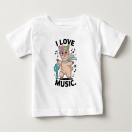 Alpaca love music baby t-shirt
