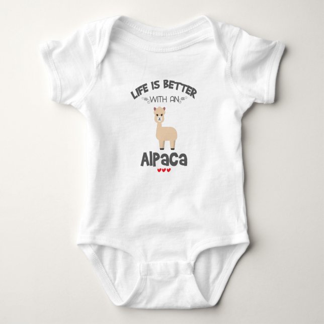 Alpaca Lover Geschenk Leben besser mit einem Alpac Baby Strampler (Vorderseite)