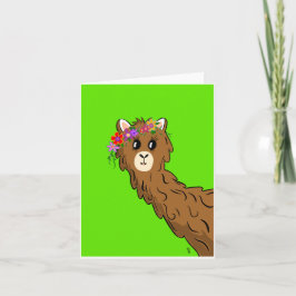 Alpaca mit Blume Halo Karte