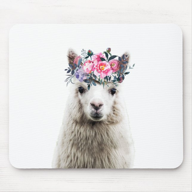 Alpaca mit Blume Mousepad (Vorne)