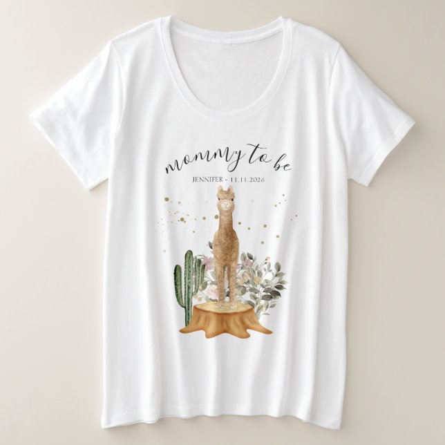 alpaca new mom dad Mommy to be Große Größe T-Shirt (Design vorne)