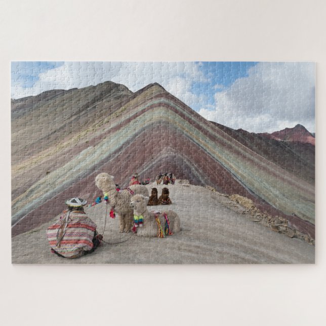 Alpaca on rainbow mountain, Peru Puzzle (Horizontal)