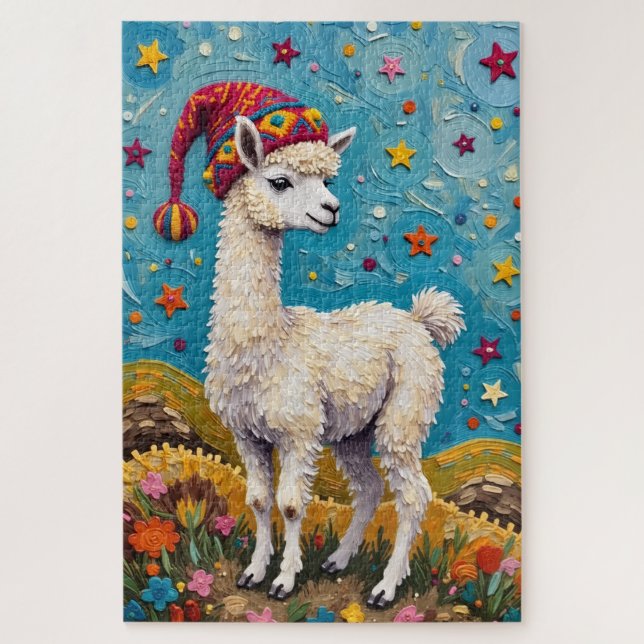 Alpaca Peruvian Christmas Tassel Hat Puzzle (Vertikal)