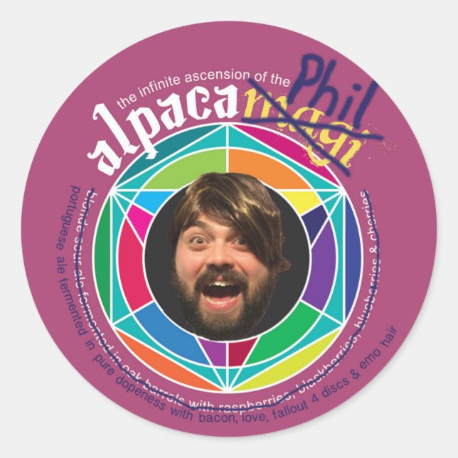 Alpaca Phil Stickers! Runder Aufkleber (Vorderseite)