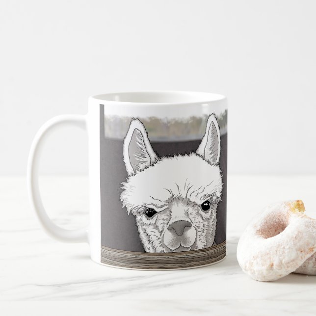 Alpaca Portrait Kaffeetasse (Mit Donut)