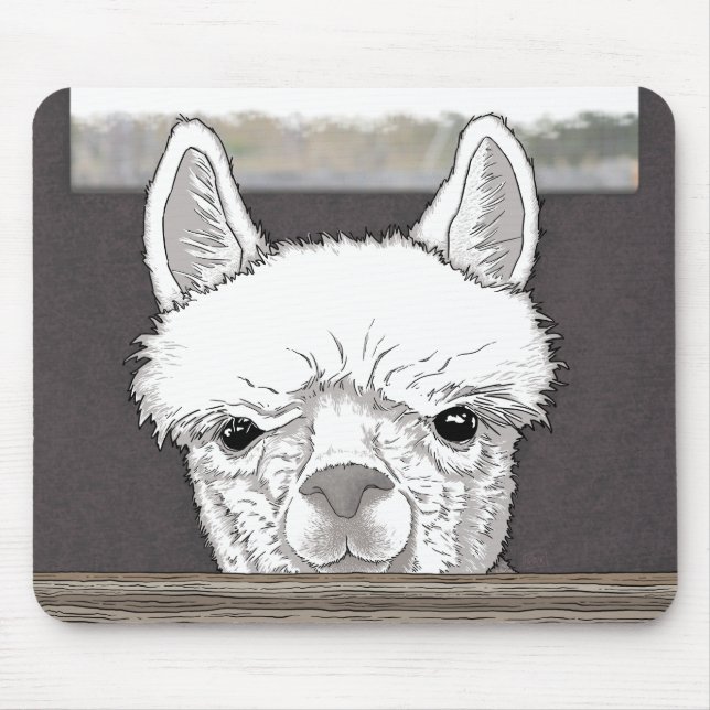 Alpaca Portrait Mousepad (Vorne)