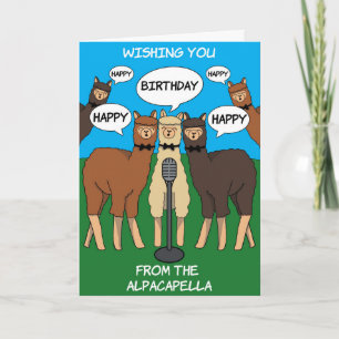 Alpaca Pun Alpacapella Happy Birthday Card Karte