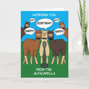 Alpaca Pun Alpacapella Happy Birthday Card Karte