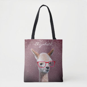 Alpaca Red Glasses, Lavdr to Blk Glitzer, DIY Name