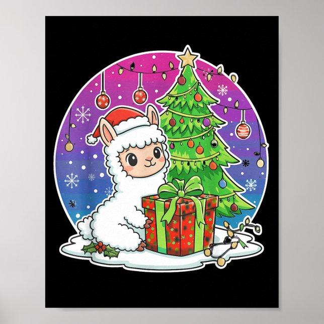 Alpaca Santa Hat Xmas Alpaca Lover Adults Boy Girl Poster (Vorne)