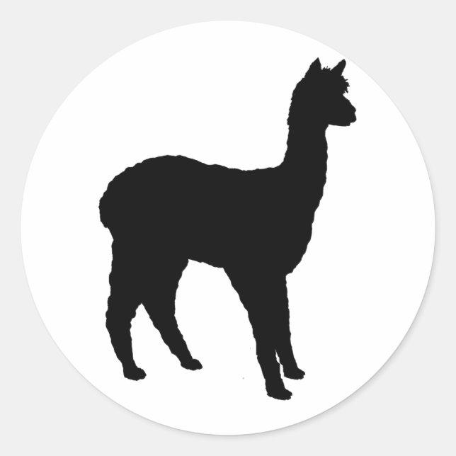 Alpaca-Silhouette Runder Aufkleber (Vorderseite)
