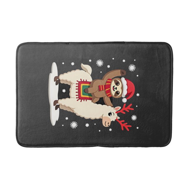 Alpaca Sloth Christmas (1) Badematte (Vorderseite)