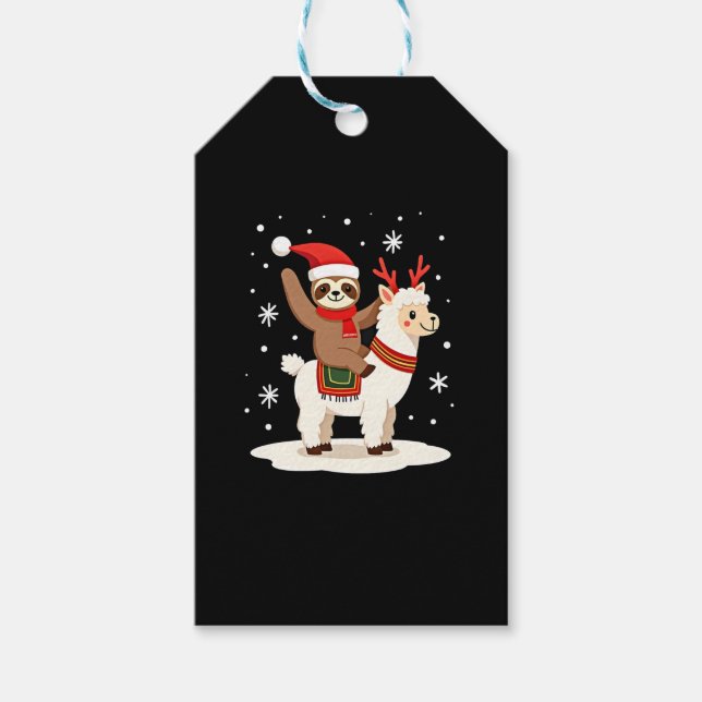 Alpaca Sloth Christmas (2) Geschenkanhänger (Vorderseite)