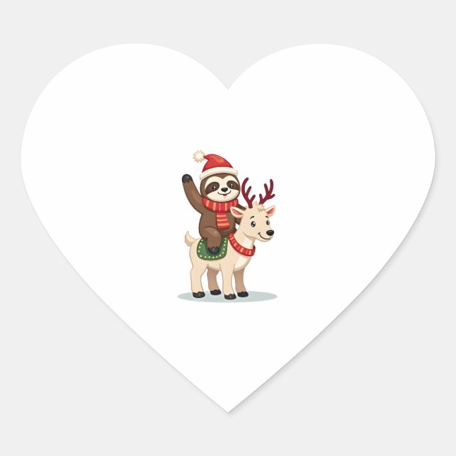 Alpaca Sloth Christmas (2) Herz-Aufkleber (Vorderseite)