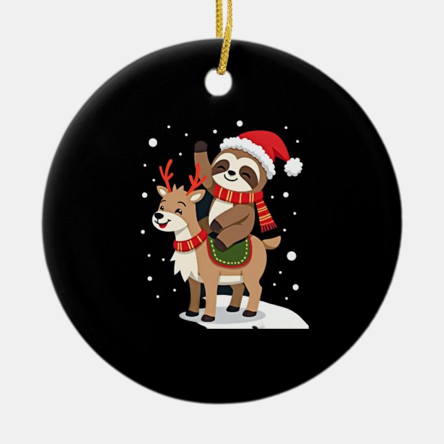 Alpaca Sloth Christmas (2) Keramik Ornament (Vorne)