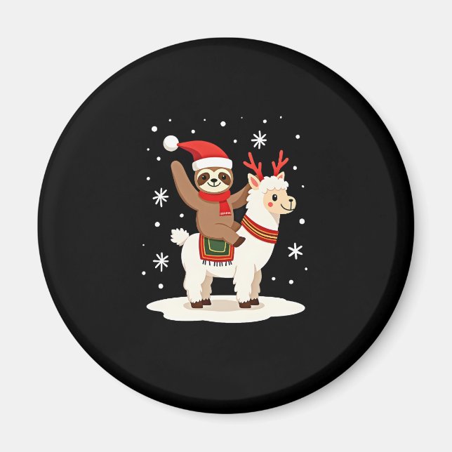 Alpaca Sloth Christmas (2) Magnet (Vorne)