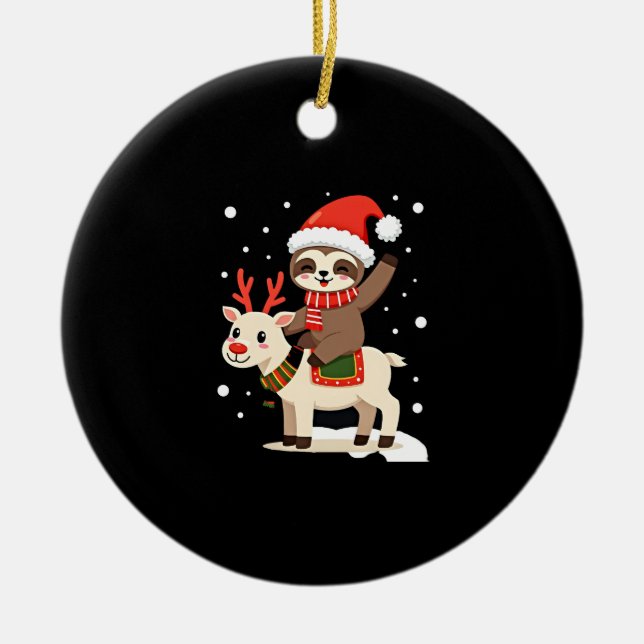 Alpaca Sloth Christmas (3) Keramik Ornament (Vorne)