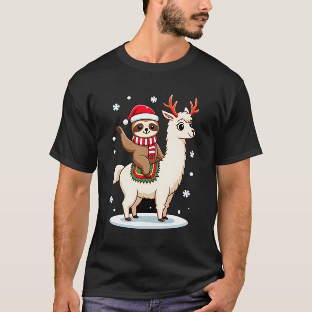 Alpaca Sloth Christmas (3) T-Shirt (Vorderseite)