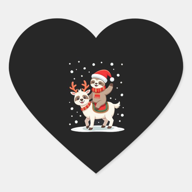 Alpaca Sloth Christmas (4) Herz-Aufkleber (Vorderseite)
