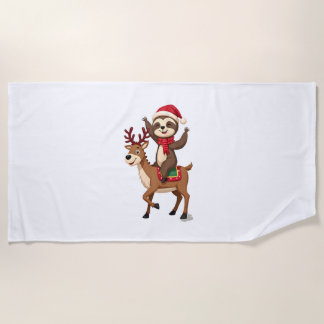 Alpaca Sloth Christmas (4) Strandtuch
